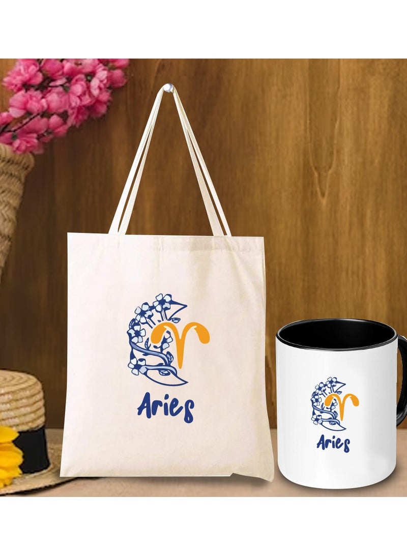 PRINTSHOP4ME Zodiac Pack of 2 Combo - Eco-Friendly Cotton Tote Bag and Two-Tone Coffee Mug Set - Perfect Astrology Gift - GiftSet for Astrology Fans - Image 3
