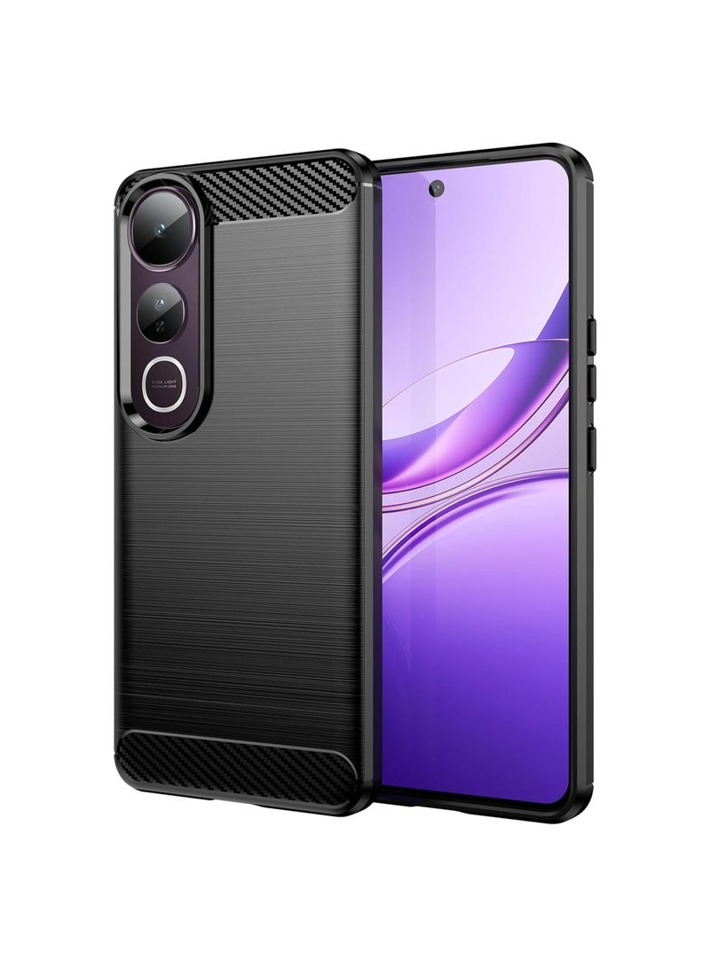 general Case Compatible Vivo V50 Lite, Brushed Carbon Fibre Texture Soft TPU Silicone Bumper Vivo V50 Lite Scratch & Shock Protection Back Cover - Image 1