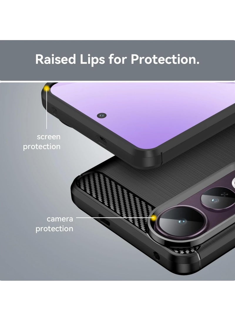 general Case Compatible Vivo V50 Lite, Brushed Carbon Fibre Texture Soft TPU Silicone Bumper Vivo V50 Lite Scratch & Shock Protection Back Cover - Image 3