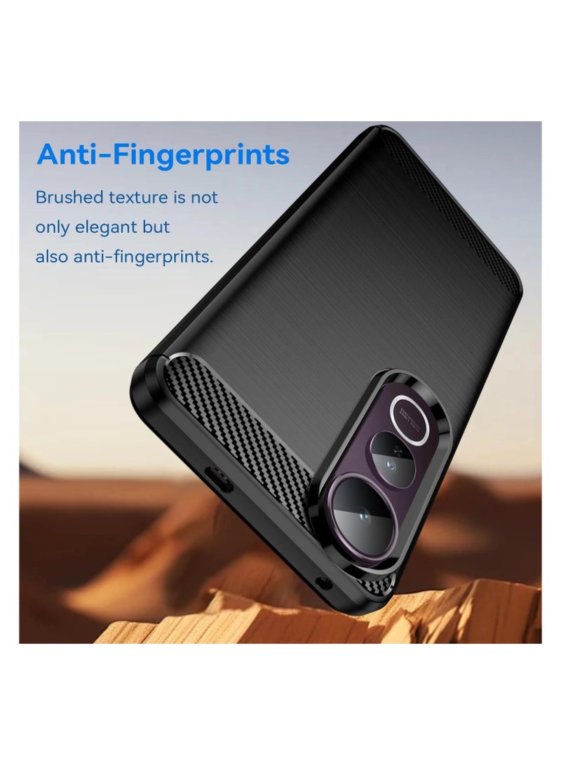 general Case Compatible Vivo V50 Lite, Brushed Carbon Fibre Texture Soft TPU Silicone Bumper Vivo V50 Lite Scratch & Shock Protection Back Cover - Image 5