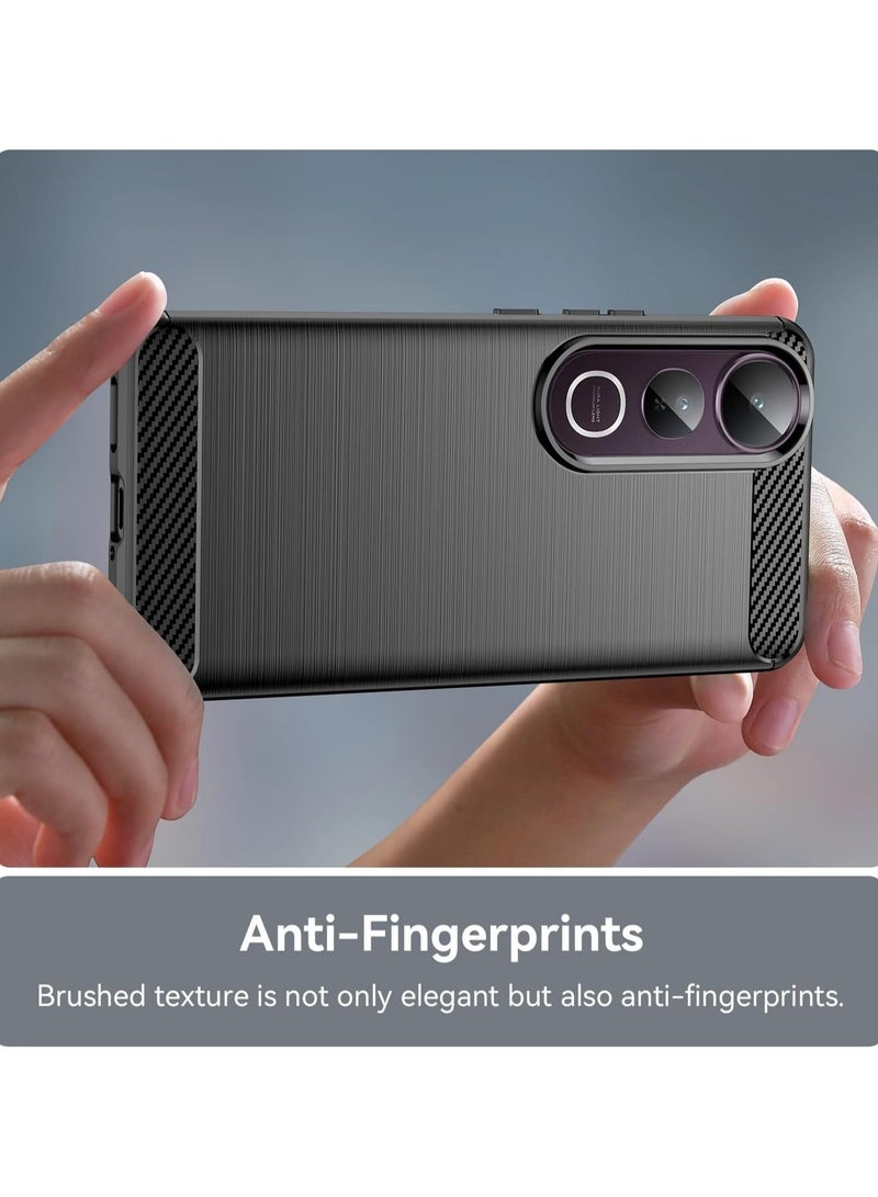general Case Compatible Vivo V50 Lite, Brushed Carbon Fibre Texture Soft TPU Silicone Bumper Vivo V50 Lite Scratch & Shock Protection Back Cover - Image 4