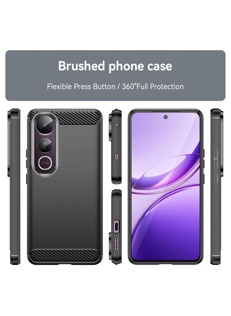 general Case Compatible Vivo V50 Lite, Brushed Carbon Fibre Texture Soft TPU Silicone Bumper Vivo V50 Lite Scratch & Shock Protection Back Cover - Image 2