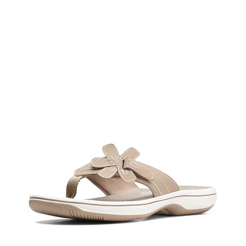 Clarks Women's Brinkley Flora Cloudsteppers Flip-Flops, Taupe Synthetic, 8 - Image 1
