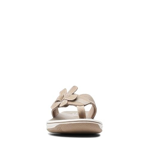 Clarks Women's Brinkley Flora Cloudsteppers Flip-Flops, Taupe Synthetic, 8 - Image 4