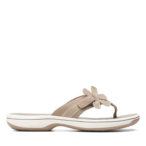 Clarks Women's Brinkley Flora Cloudsteppers Flip-Flops, Taupe Synthetic, 8 - Image 2