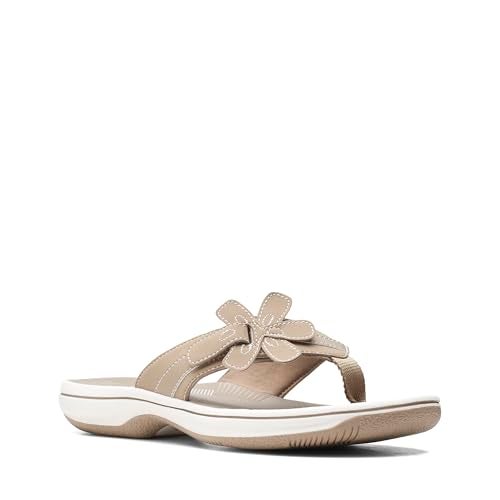 Clarks Women's Brinkley Flora Cloudsteppers Flip-Flops, Taupe Synthetic, 8 - Image 3
