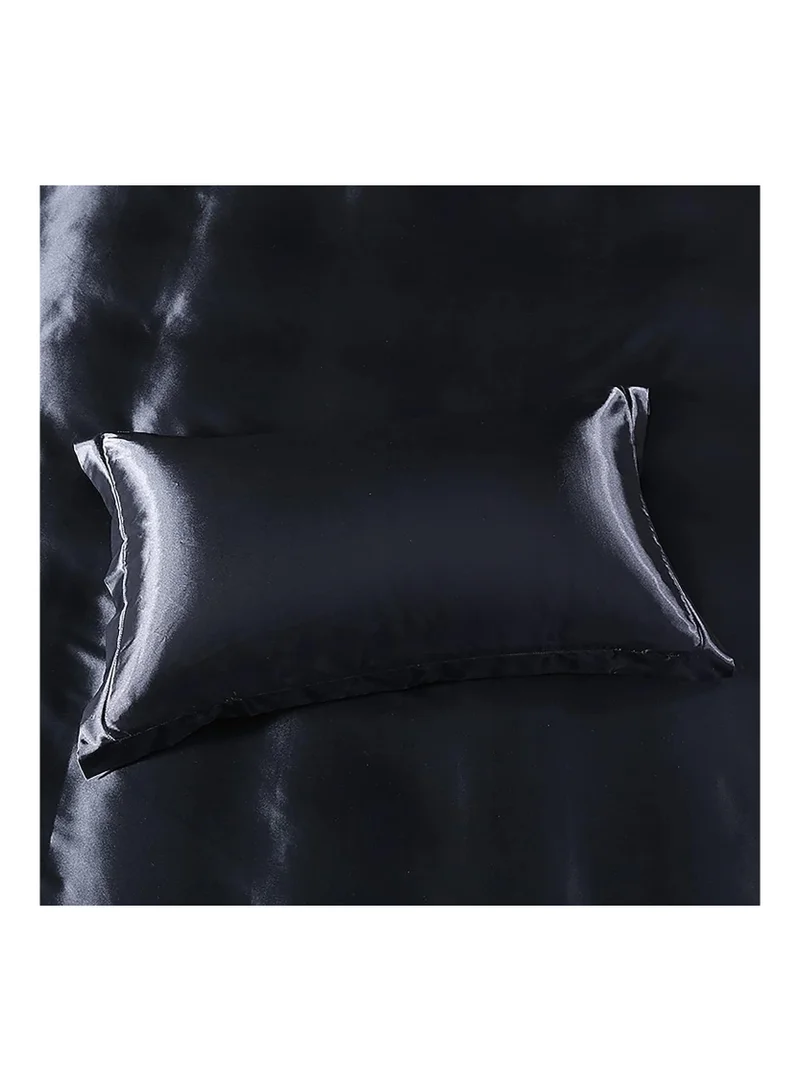 Mahmir Black MahMir® Silk Satin Pillowcase for Hair and Skin Queen - Black Silk Pillowcase 2 Pack 76L x 51W CM (30x20 Inches) - Satin Pillow Cases Set of 2 with Envelope Closure (2pcs Black)  | Best Price UAE
