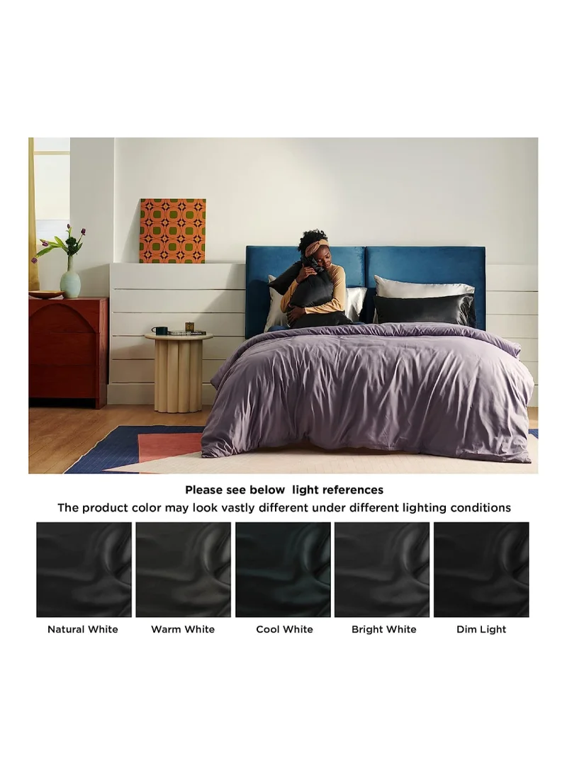 Mahmir Black MahMir® Silk Satin Pillowcase for Hair and Skin Queen - Black Silk Pillowcase 2 Pack 76L x 51W CM (30x20 Inches) - Satin Pillow Cases Set of 2 with Envelope Closure (2pcs Black)  | Best Price UAE
