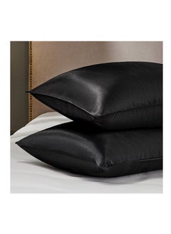 MahMir MahMir® Silk Satin Pillowcase for Hair and Skin Queen - Black Silk Pillowcase 2 Pack 76L x 51W CM (30x20 Inches) - Satin Pillow Cases Set of 2 with Envelope Closure (2pcs Black)  - Image 4