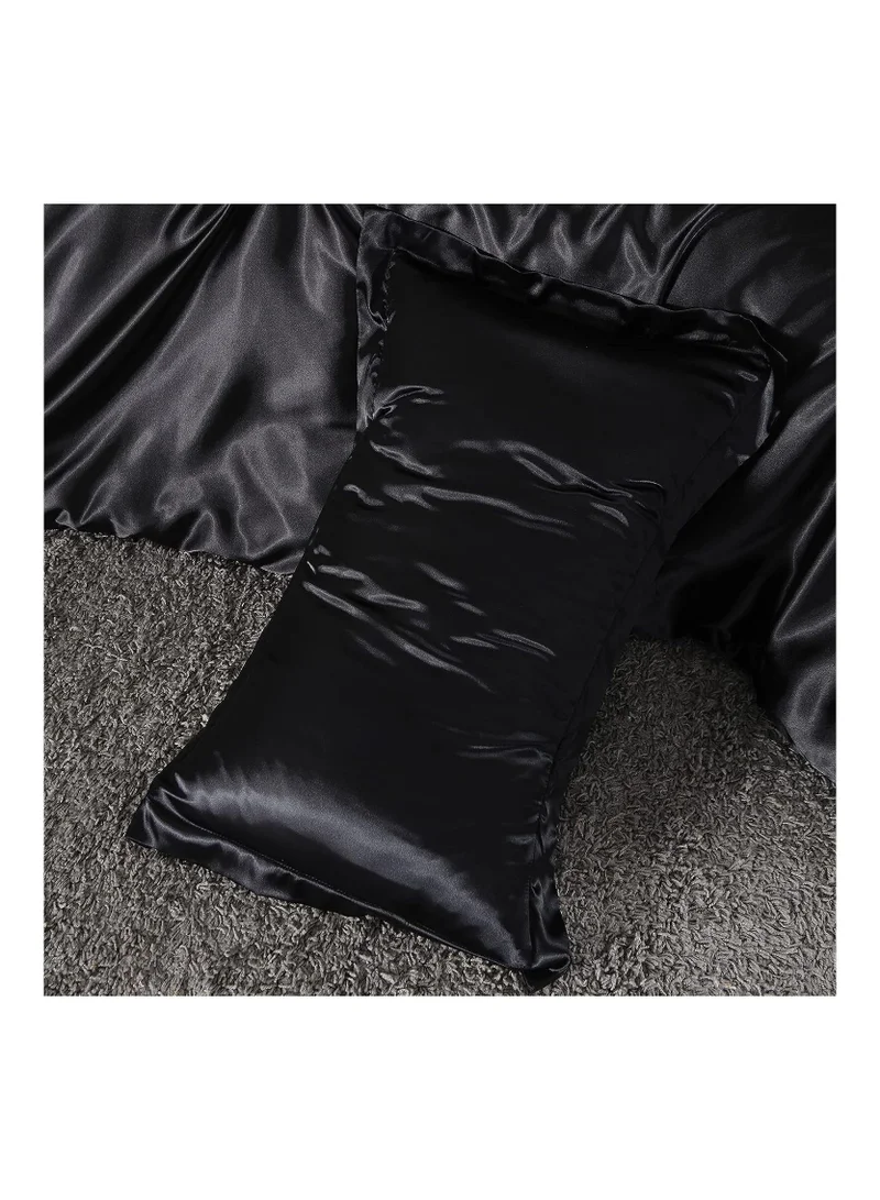 Mahmir Black MahMir® Silk Satin Pillowcase for Hair and Skin Queen - Black Silk Pillowcase 2 Pack 76L x 51W CM (30x20 Inches) - Satin Pillow Cases Set of 2 with Envelope Closure (2pcs Black)  | Best Price UAE