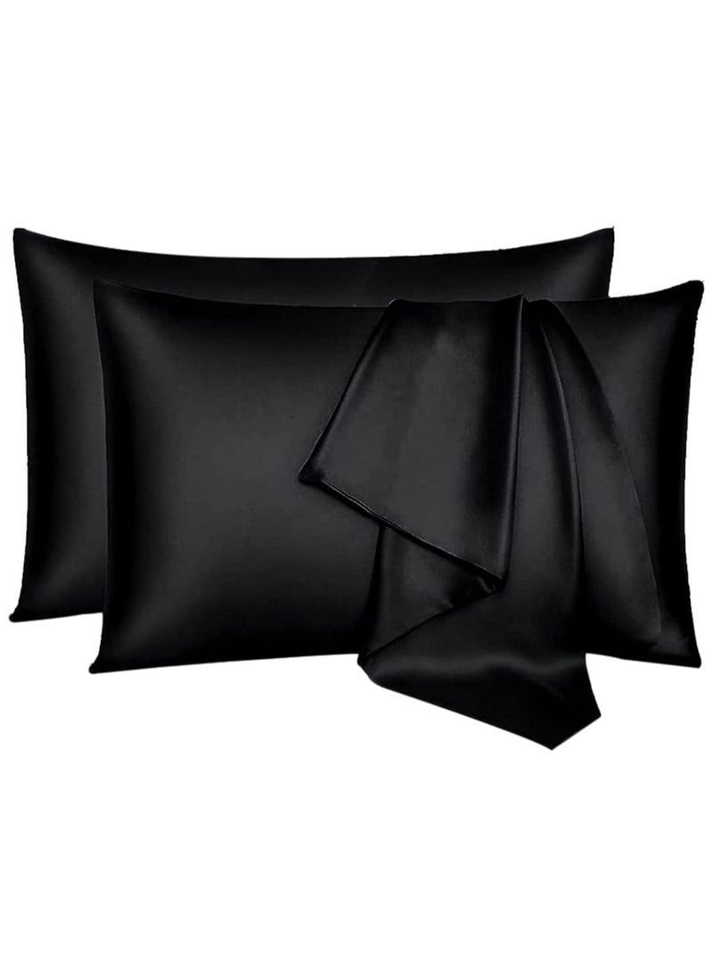 MahMir® Silk Satin Pillowcase for Hair and Skin Queen - Black Silk Pillowcase 2 Pack 76L x 51W CM (30x20 Inches) - Satin Pillow Cases Set of 2 with Envelope Closure (2pcs Black) - pzsku/Z0FDAE339B22A749F45E2Z/45/_/1690538457/0ed0ac11-56ef-489a-9588-10ab4da00f0b