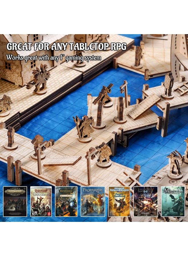 CZYY Modular Bridge Dock Walkway Expansion Set 7Pcs Wood Laser Cut Dungeon Terrain For D&D Pathfinder Dungeons & Dragons And Other Tabletop Rpg - Image 5