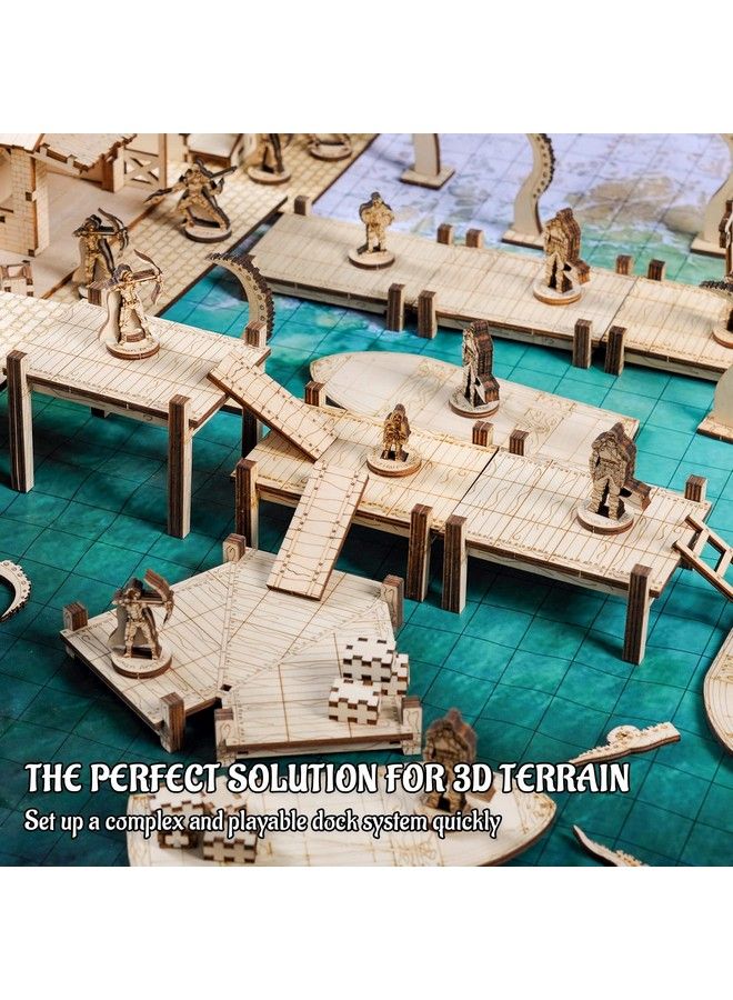 CZYY Modular Bridge Dock Walkway Expansion Set 7Pcs Wood Laser Cut Dungeon Terrain For D&D Pathfinder Dungeons & Dragons And Other Tabletop Rpg - Image 3