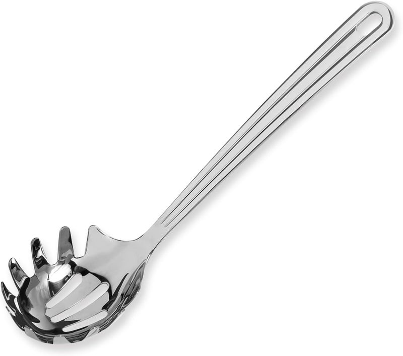 HIFIND New Upgraded 12 inch Stainless Steel Spaghetti Server Spoon with Teeth - Pasta Fork Pasta Server Noodle Spoon Heavy Duty Cooking Utensils Classic Dishwasher Safe 1Pc - Image 1