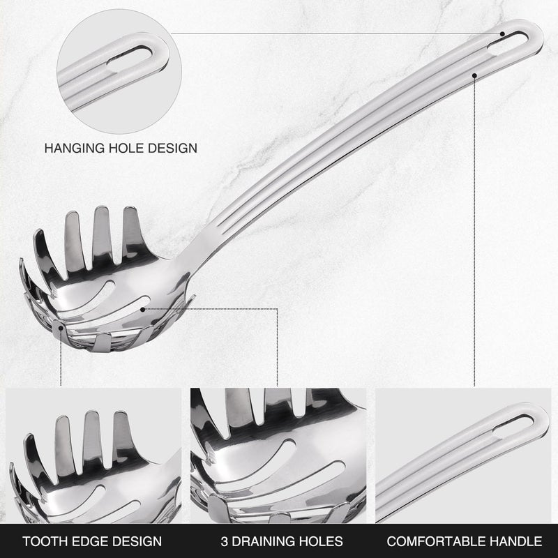 HIFIND New Upgraded 12 inch Stainless Steel Spaghetti Server Spoon with Teeth - Pasta Fork Pasta Server Noodle Spoon Heavy Duty Cooking Utensils Classic Dishwasher Safe 1Pc - Image 4