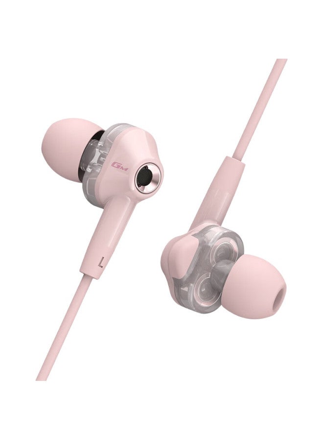 EDIFIER سماعات إديفير هيكات GM360 السلكية داخل الأذن 3.5 مم ثنائية الديناميكية بأربعة نوى، تحكم خط الهاتف المحمول مع ميكروفون، سماعة ألعاب عالية الجودة، وردي - Image 1