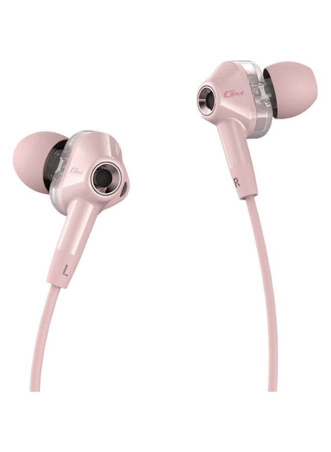 EDIFIER سماعات إديفير هيكات GM360 السلكية داخل الأذن 3.5 مم ثنائية الديناميكية بأربعة نوى، تحكم خط الهاتف المحمول مع ميكروفون، سماعة ألعاب عالية الجودة، وردي - Image 2