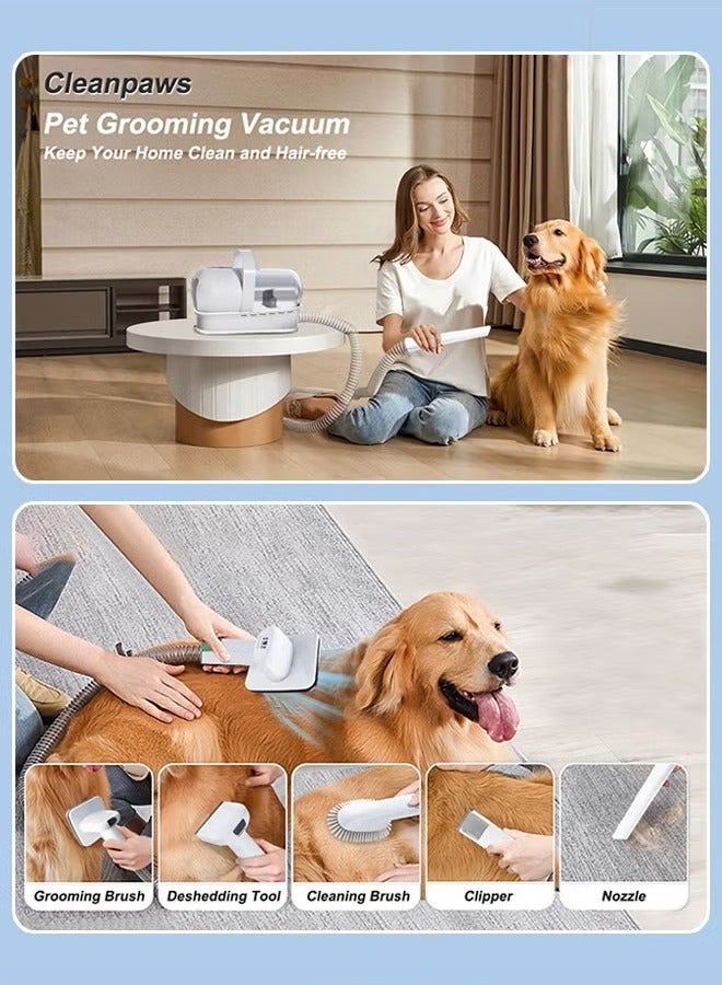 XiuWoo 7 in 1 Dog Grooming Vacuum Kit with Grooming Brush,Deshedding Tool,Cleaning Brush,Clipper With Six Specifications Of Shaving Heads,Nozzle Suction 99% Pet Hair,Pet Grooming Vacuum For Dogs Cats Animals - Image 3