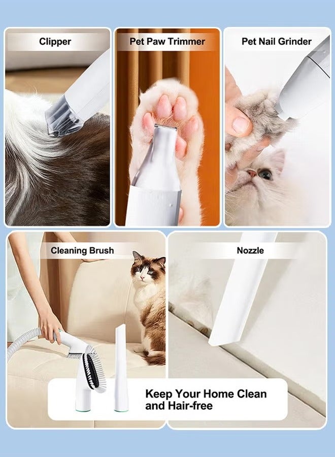 XiuWoo 7 in 1 Dog Grooming Vacuum Kit with Grooming Brush,Deshedding Tool,Cleaning Brush,Clipper With Six Specifications Of Shaving Heads,Nozzle Suction 99% Pet Hair,Pet Grooming Vacuum For Dogs Cats Animals - Image 4