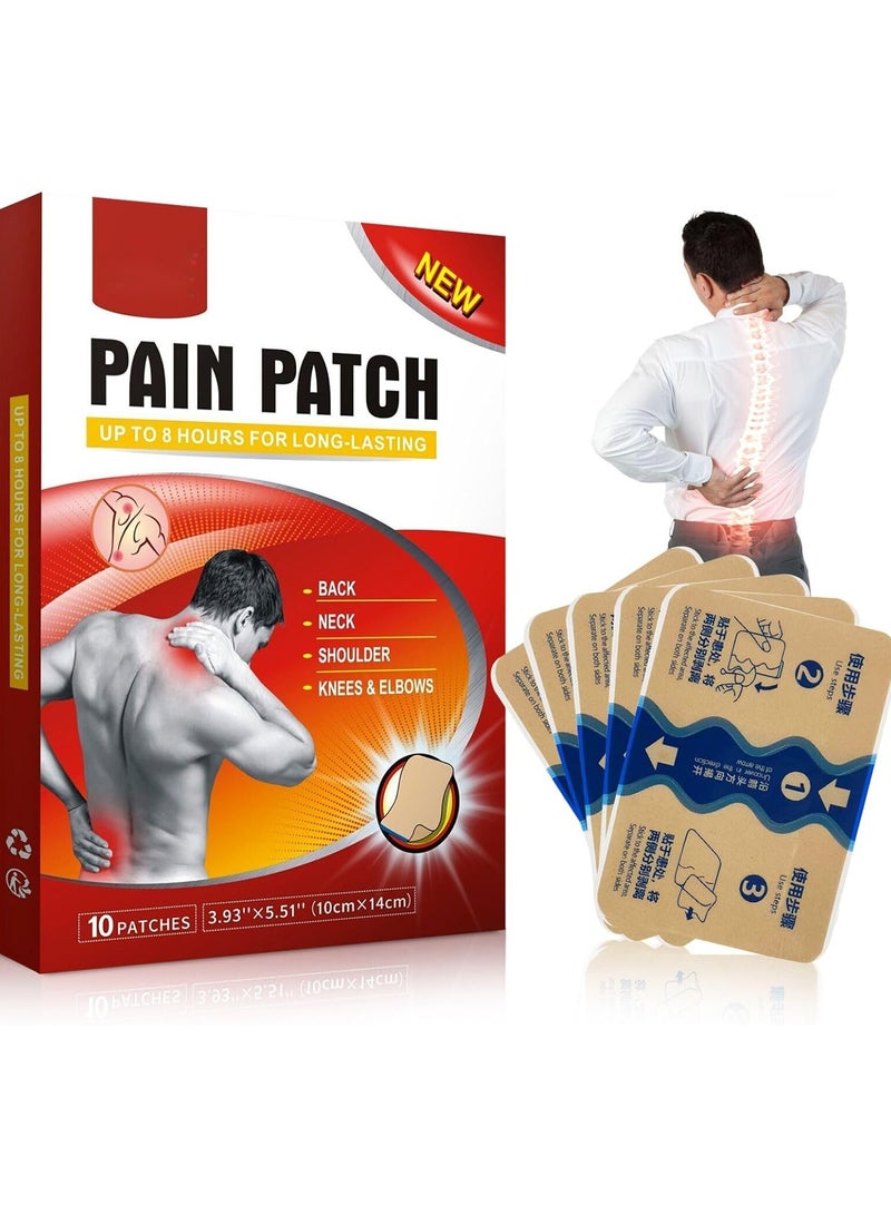 Generic 10 Pain Relief Patches for Knee, Muscle, Joint, and Back Pain - Natural Heat Plaster for Targeted Relief of Neck, Knee, and Bone Discomfort - 8-Hour Long-Lasting Effect  - Image 1