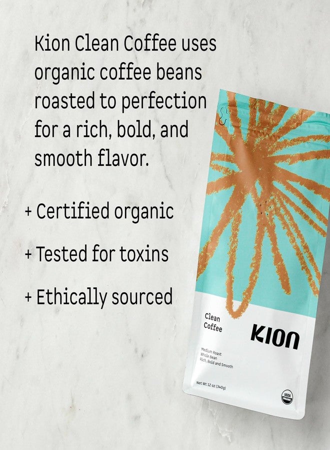 Kion Organic Whole Bean Coffee, Tested for Toxins, Ethically Sourced, Rich, Bold, and Smooth, Medium Roast 12 Oz (1 Pack) - Image 2