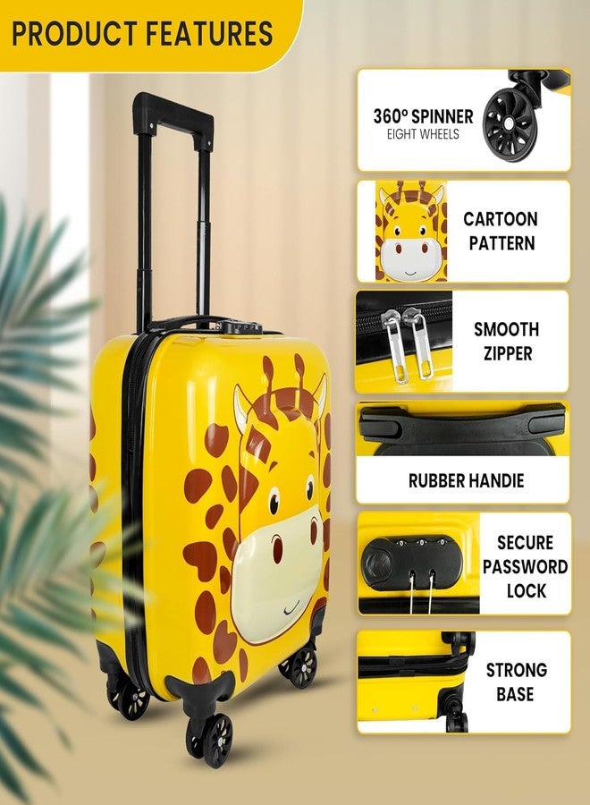 CUPEX Storite Polycarbonate 8 Wheels 15 Inches Kids Trolley Bag Hard-Sided Giraffe Print Spinner Suitcase Cabin Luggage for Kids - Yellow, 44 cm (Yellow) - Image 5
