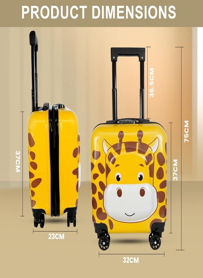 CUPEX Storite Polycarbonate 8 Wheels 15 Inches Kids Trolley Bag Hard-Sided Giraffe Print Spinner Suitcase Cabin Luggage for Kids - Yellow, 44 cm (Yellow) - Image 3