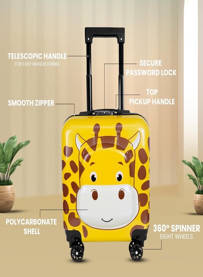 CUPEX Storite Polycarbonate 8 Wheels 15 Inches Kids Trolley Bag Hard-Sided Giraffe Print Spinner Suitcase Cabin Luggage for Kids - Yellow, 44 cm (Yellow) - Image 4
