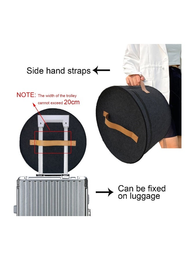 Hat Storage Box, Portable Felt Organizer Bucket, Foldable Large Capacity Round Travel Hat Container with Dust Proof Lid, Stuffed Animal Toys and Clothes Storage Bin Bag, 43 x 26CM  - Image 1