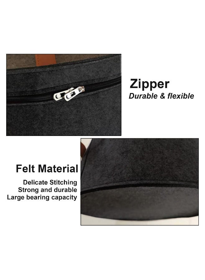 Hat Storage Box, Portable Felt Organizer Bucket, Foldable Large Capacity Round Travel Hat Container with Dust Proof Lid, Stuffed Animal Toys and Clothes Storage Bin Bag, 43 x 26CM  - Image 2