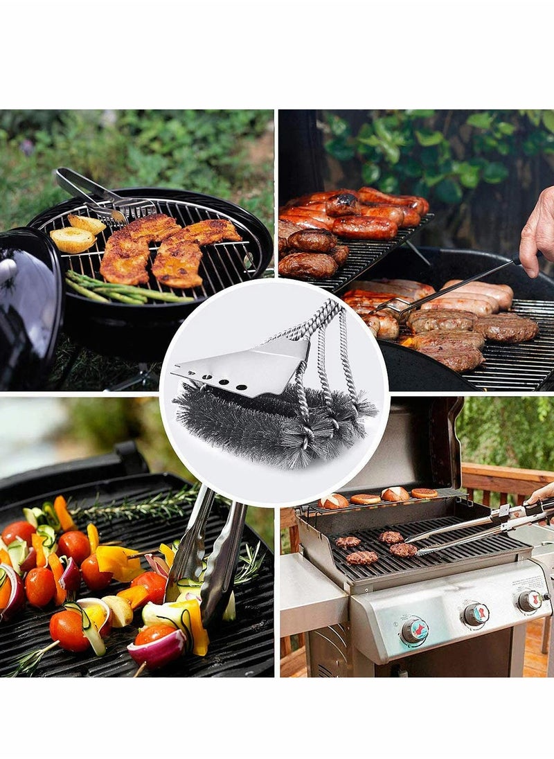 Excefore Spatula Stainless Steel Wire Bristles Camping Brush Ideal for Charcoal Gas Electric Grill Stainless Steel Grill Cleaning Brush BBQ Grill Barbecue Brush with Stainless Steel Bristles  - Image 2