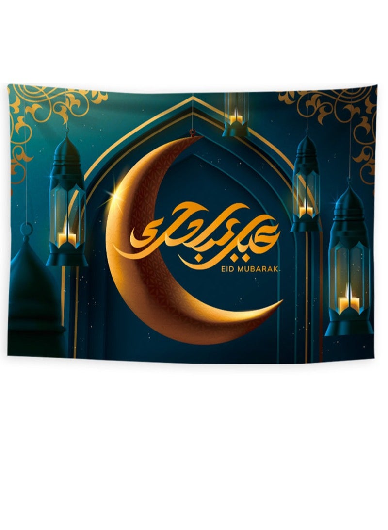 Generic لافتة خلفية عيد مبارك مقاس كبير جدًا، الليالي العربية والقمر والنجوم، زخارف حفلات خلفية رمضان، ديكورات حائط كشك الصور، للاستخدام الداخلي والخارجي، 59 × 78 بوصة 