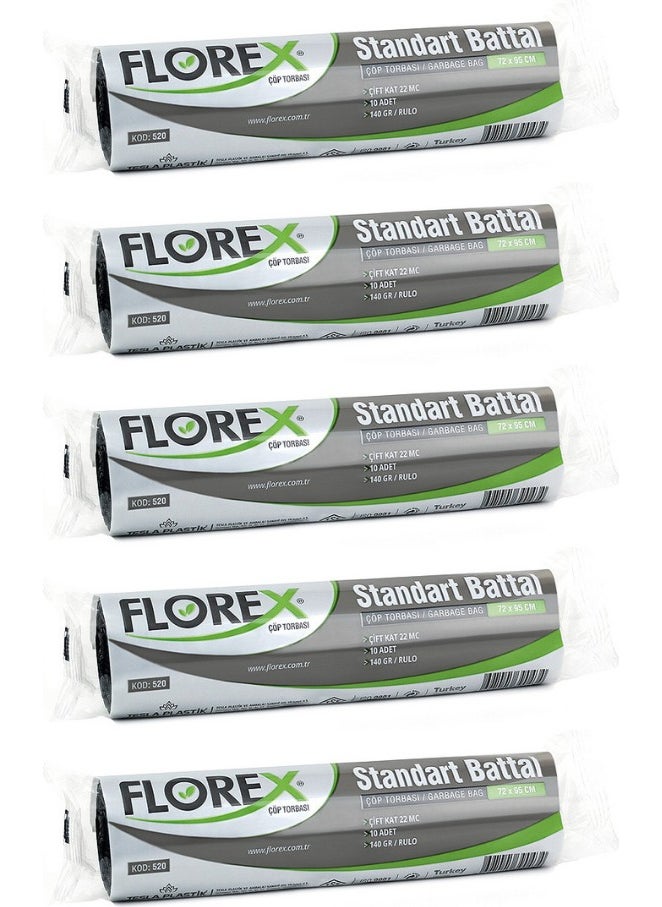 Florex - Standard King Size Garbage Bag Black 72 x 95 cm 5 x 10 Packs - Image 1