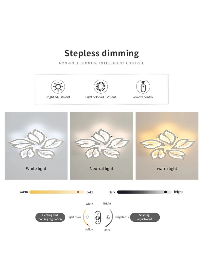Goeco - Acrylic ceiling lamp Magnolia petal shape white 5 heads 60cm 45W Infinitely dimmable with remote control 220V with APP control function - Image 1