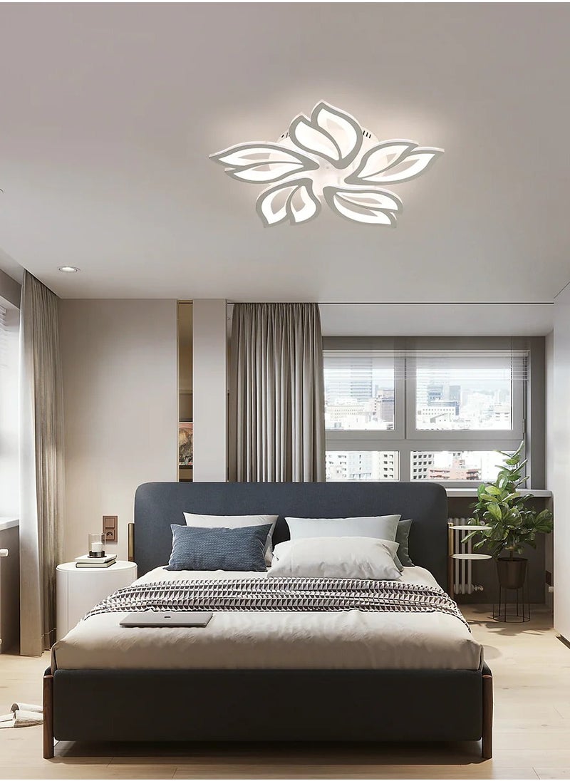 Goeco - Acrylic ceiling lamp Magnolia petal shape white 5 heads 60cm 45W Infinitely dimmable with remote control 220V with APP control function - Image 1