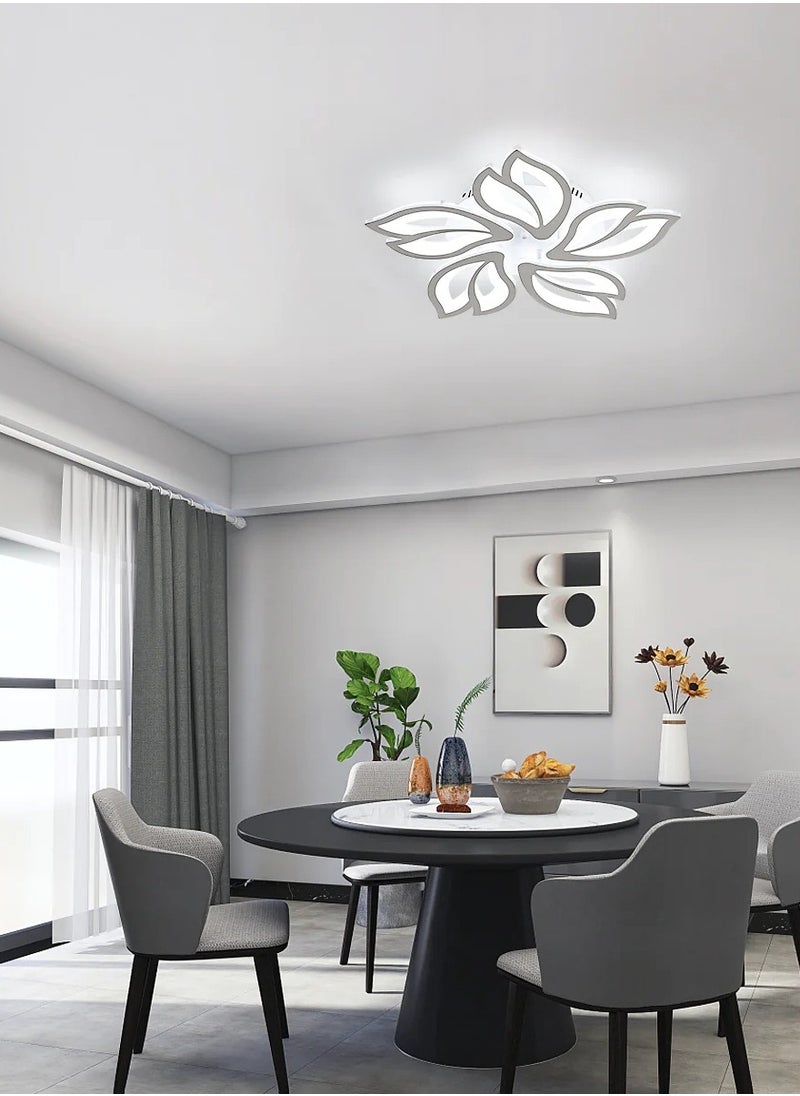 Goeco - Acrylic ceiling lamp Magnolia petal shape white 5 heads 60cm 45W Infinitely dimmable with remote control 220V with APP control function - Image 1