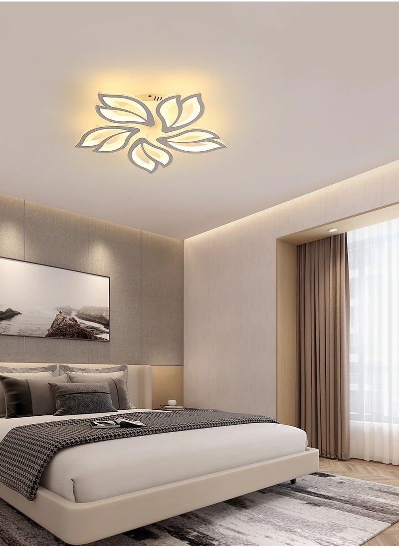 Goeco - Acrylic ceiling lamp Magnolia petal shape white 5 heads 60cm 45W Infinitely dimmable with remote control 220V with APP control function - Image 1