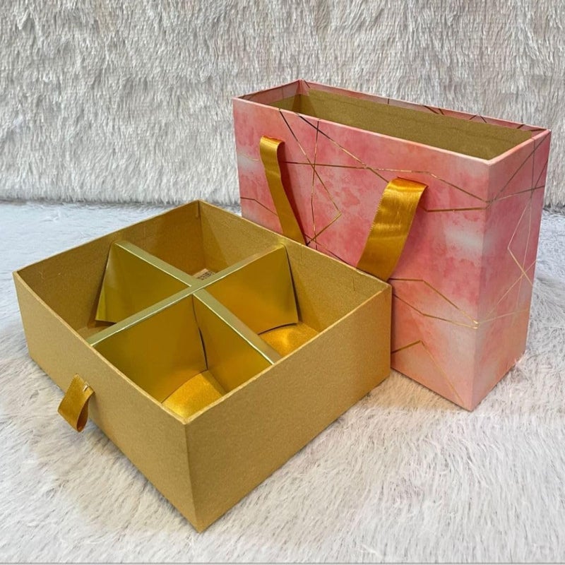 Frizka Gift Box MDF Foil Print Bag Style Cavity Box, Marble Finish, Hardboard Gift Box Assorted Design - 1 Piece - Image 2