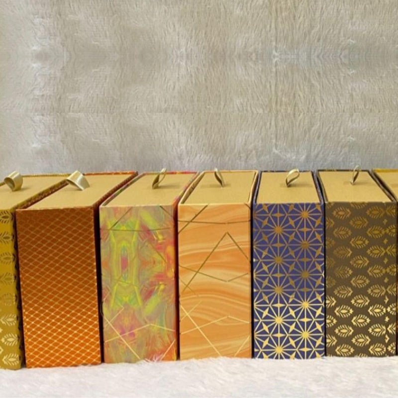 Frizka Gift Box MDF Foil Print Bag Style Cavity Box, Marble Finish, Hardboard Gift Box Assorted Design - 1 Piece - Image 4