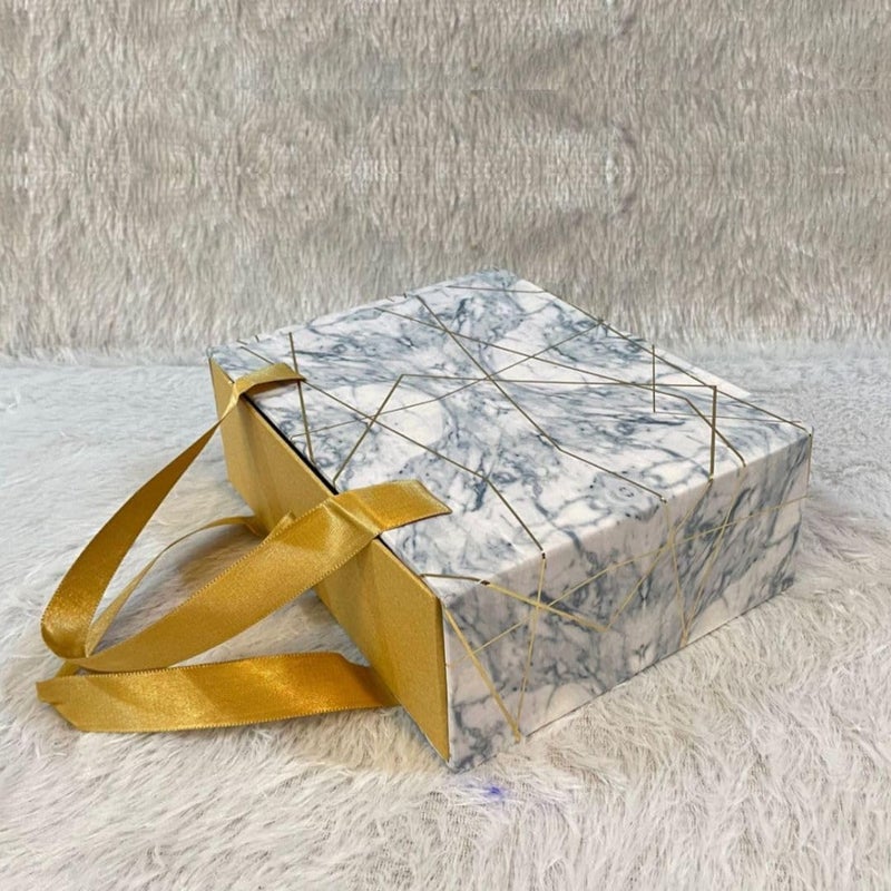 Frizka Gift Box MDF Foil Print Bag Style Cavity Box, Marble Finish, Hardboard Gift Box Assorted Design - 1 Piece - Image 1