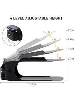 HOOKOR Durku Shoe Slots Organizer 20 Pack,Shoe Stackers for a Pair Of Shoes, shoe storage Shoe Space Savers 50%, 4 Levels Adjustable Thickening Double Layer shoe holders shoe organizer for closet (Black)  - Image 2
