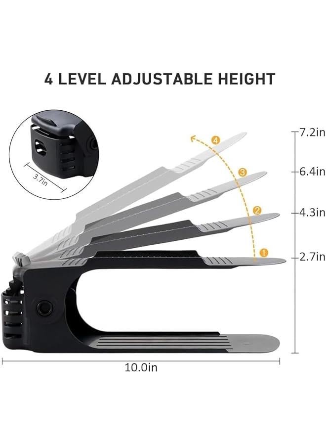 HOOKOR Durku Shoe Slots Organizer 20 Pack,Shoe Stackers for a Pair Of Shoes, shoe storage Shoe Space Savers 50%, 4 Levels Adjustable Thickening Double Layer shoe holders shoe organizer for closet (Black) - Image 2