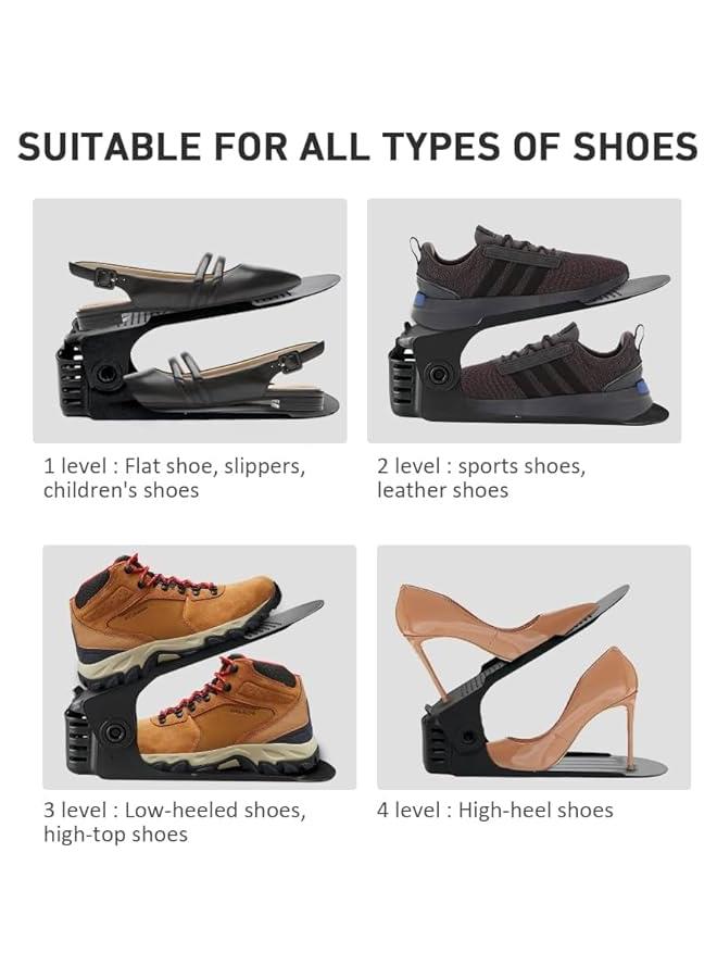 HOOKOR Durku Shoe Slots Organizer 20 Pack,Shoe Stackers for a Pair Of Shoes, shoe storage Shoe Space Savers 50%, 4 Levels Adjustable Thickening Double Layer shoe holders shoe organizer for closet (Black) - Image 3