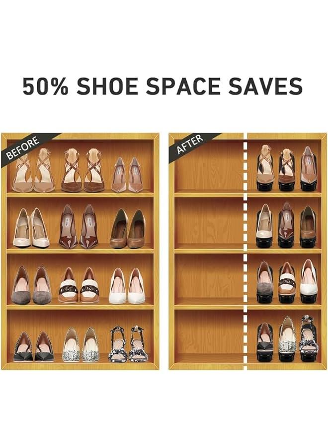 HOOKOR Durku Shoe Slots Organizer 20 Pack,Shoe Stackers for a Pair Of Shoes, shoe storage Shoe Space Savers 50%, 4 Levels Adjustable Thickening Double Layer shoe holders shoe organizer for closet (Black) - Image 4