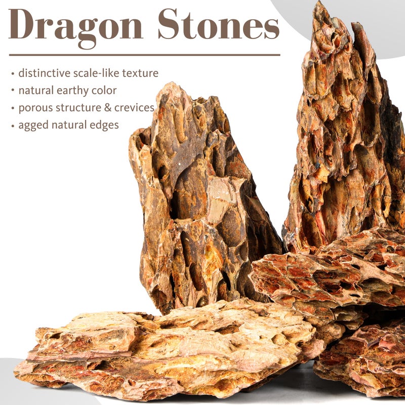 FISCAPE 6.1-8.1 Inches Natural Dragon Stone, 6 PCS Large Aquarium Rocks for Aquascaping, Terrariums, Reptile Tanks & Aquarium DÃ©cor - Image 2
