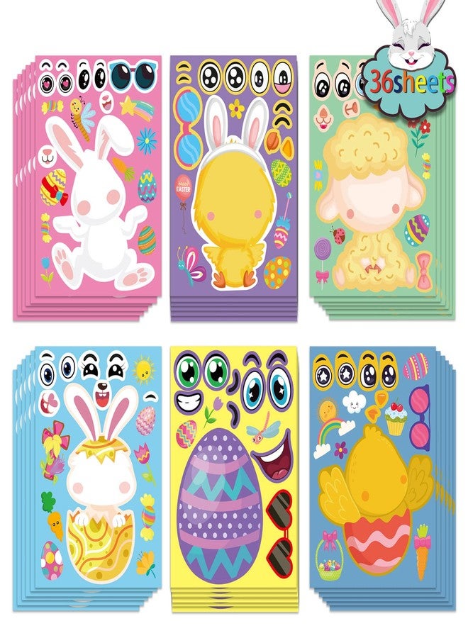 DUJAA 36 Sheet Easter Stickers for Kids,Easter Basket Stuffers,Make a Face Sticker, Make Your Own Animal Stickers,Spring Party Favor, Birthday Gift - Image 1