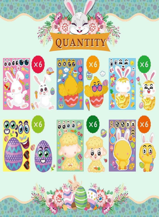 DUJAA 36 Sheet Easter Stickers for Kids,Easter Basket Stuffers,Make a Face Sticker, Make Your Own Animal Stickers,Spring Party Favor, Birthday Gift - Image 2
