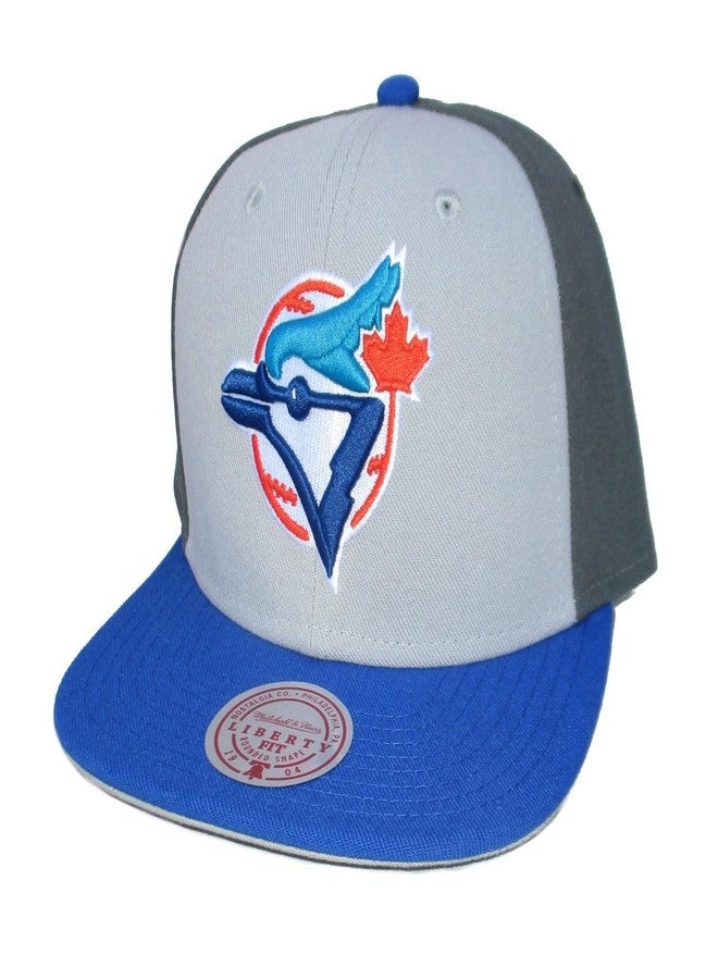 Mitchell & Ness Toronto Blue Jays Tri Color Snapback Hat Cap - Gray - Image 1