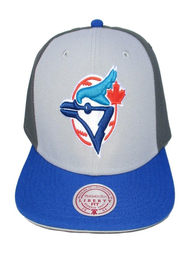 Mitchell & Ness Toronto Blue Jays Tri Color Snapback Hat Cap - Gray - Image 2