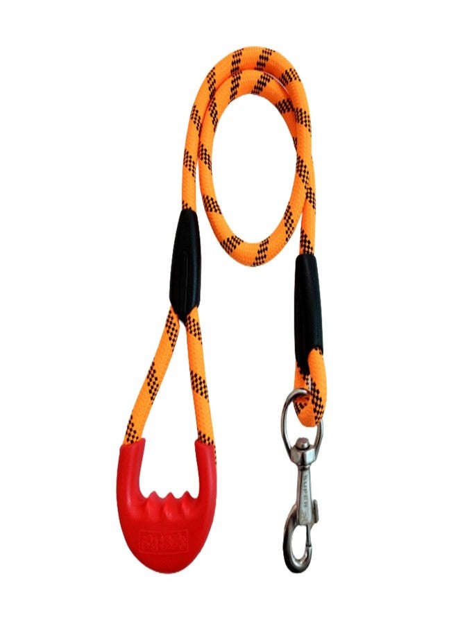 PawCloud Nylon Dog Rope Leash with Grip, Large - (4ft), Orange - Image 1